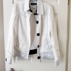 Bianca Nygard Vintage White Blazer Jacket Women’s Size 12 L – Classic Fall Style